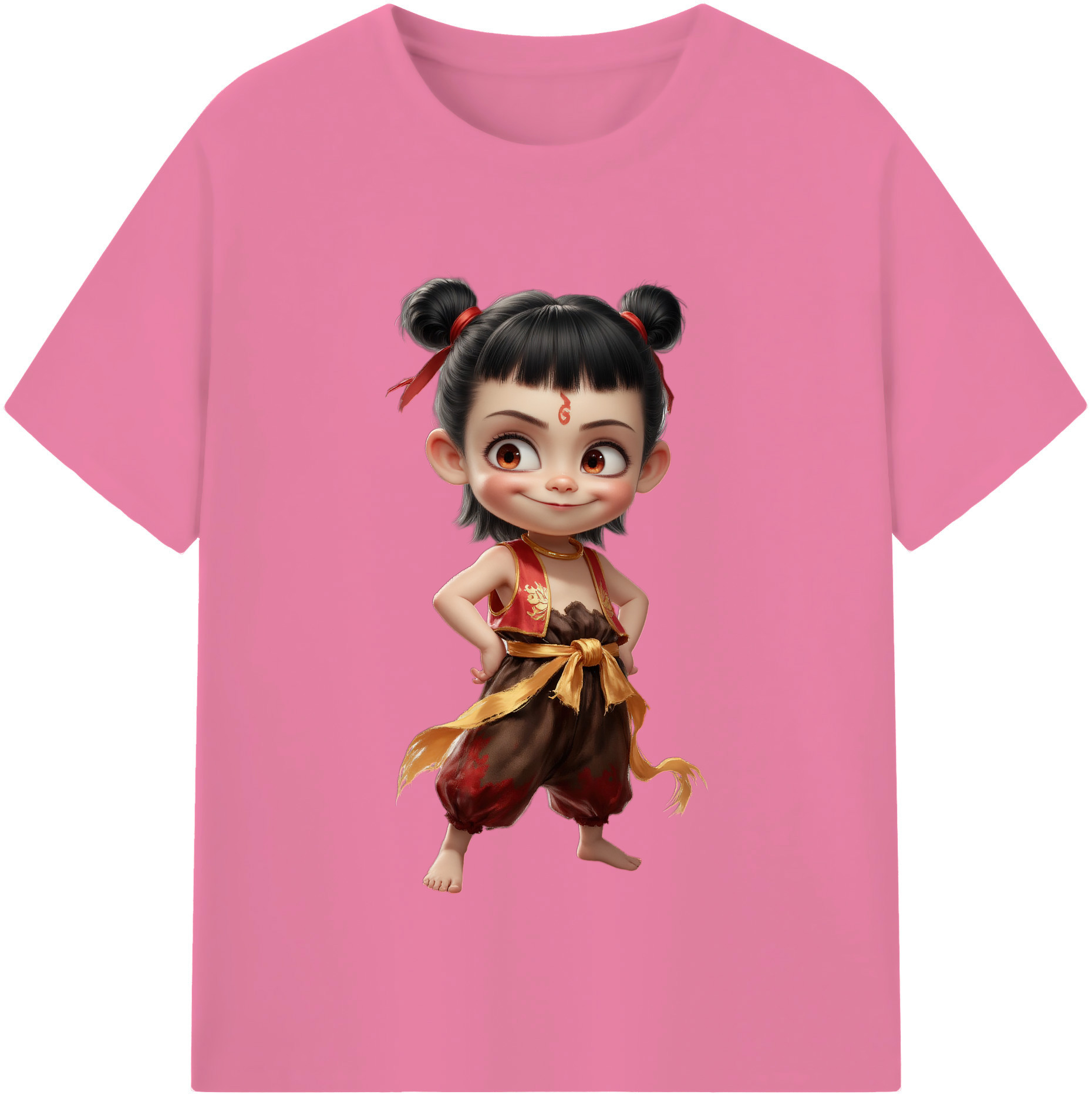 （画像用） Ne Zha 2 ナタ 魔童の大暴れ 綿100％半袖Tシャツ（フロントプリント）